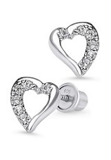 ravishing open heart cubic zirconia baby stud earrings